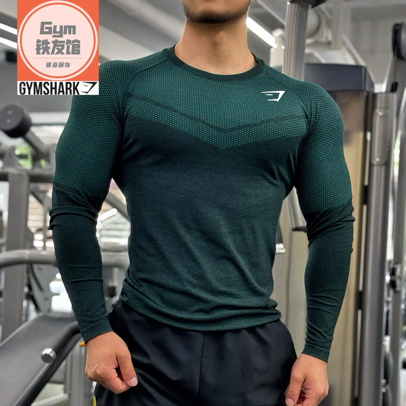 Gymshark Phontom Seamless Phantom 5 Long-Sleeved Men's Sports Fitness Quick-Drying Breathable High-Elastic Tight-Fitting T-Shirt