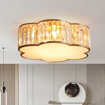 American all-copper light luxury round crystal lamp corridor simple modern LED balcony entrance study bedroom ceiling lamp