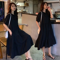 Pregnant womens summer dress womens tide mom fashion model large size loose long dress thin summer temperament foreign atmosphere