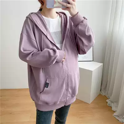 Pregnant women's spring and autumn coat women's large size loose sweatshirt medium and long version of the coat small man belly wear fashion autumn and winter