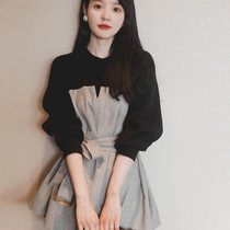 Spring 2022 new womens design sense niche tea break French dress a-line skirt French retro short skirt