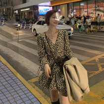 High-end spring clothing 2022 new womens clothing trendy French retro design sense niche V-neck BAO WEN dress