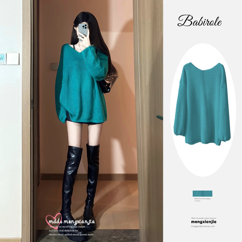 Meilade Women's Autumn Fashion New Stylish Thin Knit Sweater Long-Sleeve Loose Popular Sweater