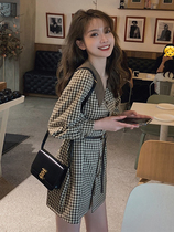 Early spring 2022 new womens clothing design sense small French plaid dress can be salty or sweet fried street skirt