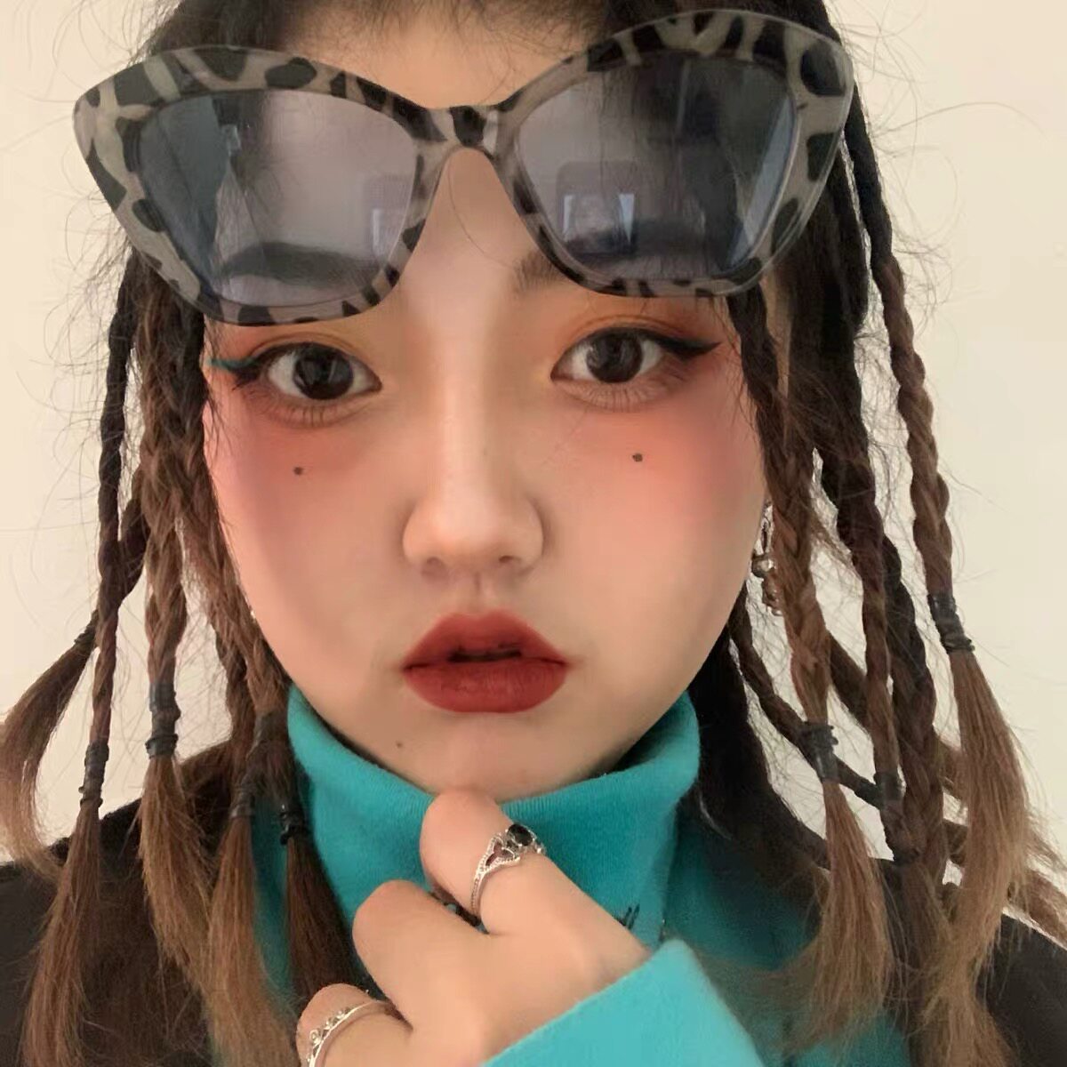 BAO WEN Han edition in retro cat glasses Net Red Street Pink Sunglasses Female