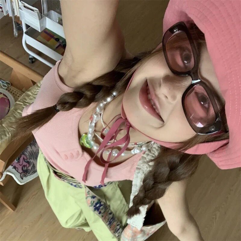 Rose powder is beautiful. Girls feel small face large frame sunglasses sunglasses in summer sunscreen male