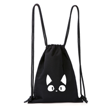 Anime cartoon surrounding cute black cat little Jiji corset pocket easy outdoor travel small backpack drawstring backpack
