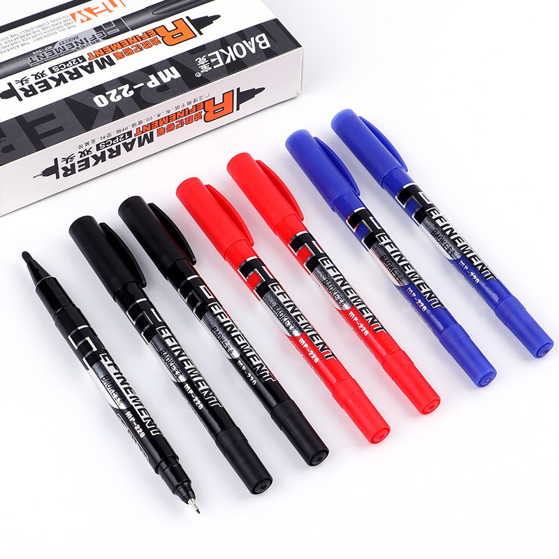 Bauck MP - 220 Oil - owned small double - head marker pen Tie pen can be written on glass difficult to rub