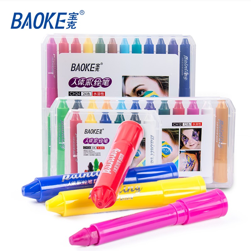 Baucker body painting pen Christmas ball pen pencil face dresser face dresser New Year's Day Makeup Archives Water-soluble rotating crayon Wash-washable pigment fans Activity painting stick