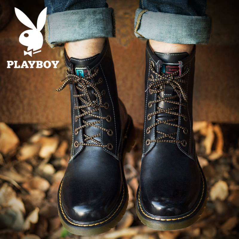 Giày bốt Playboy nam mùa đông cộng với xu hướng nhung ấm áp giày cao cổ nam thể thao
