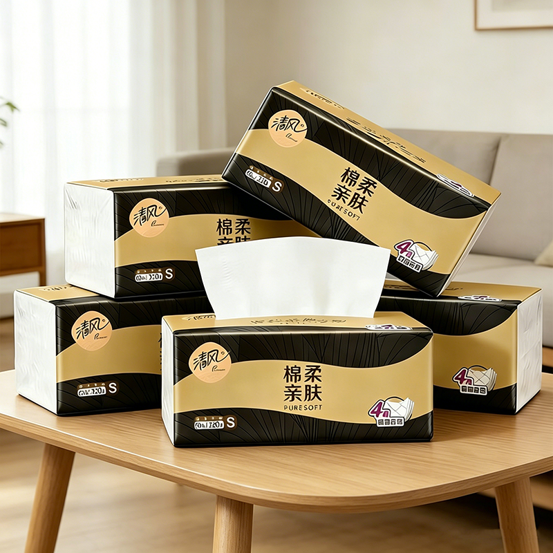 清风棉柔抽纸4层80抽*4包