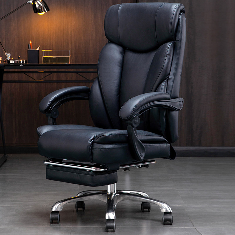 Leather boss chair reclining business office chair comfortable sedentary computer chair home swivel chair backrest massage chair