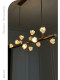 French-Style All-Copper Creative Magnolia Flower Restaurant Chandelier, American Retro Cream-Style Cozy All-Copper Lighting for Dining Room