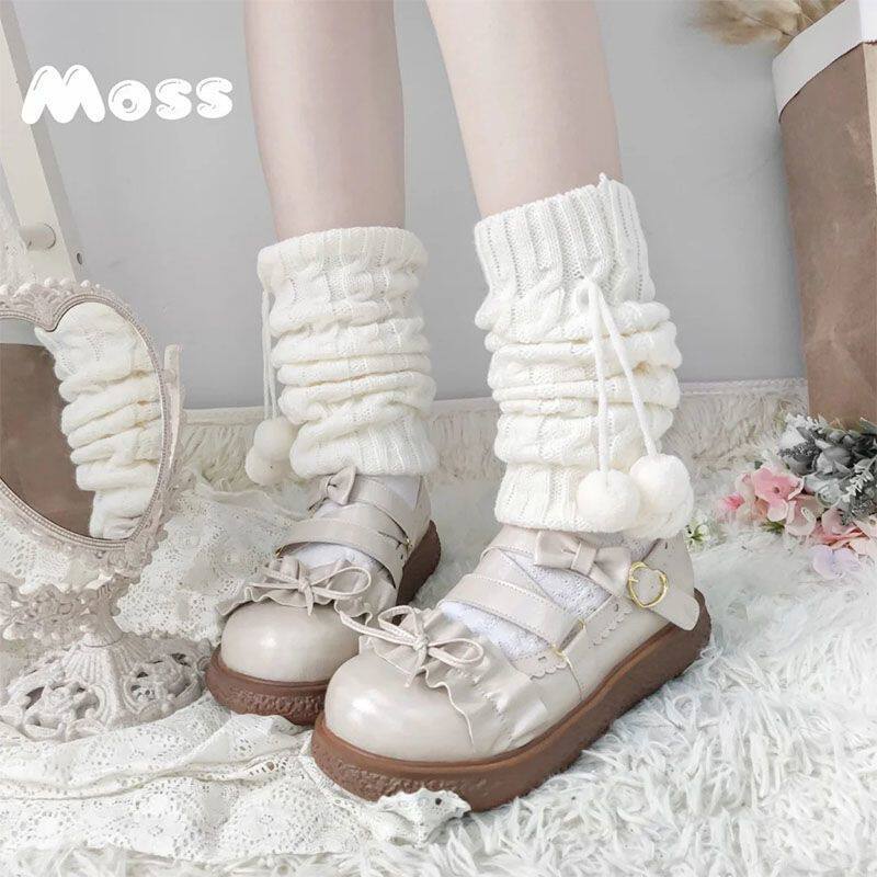 Day series Loretta thermal protection calf jacket thickened Lolita Laura Short medium cylinder heaps socks sock jk woman cute-Taobao