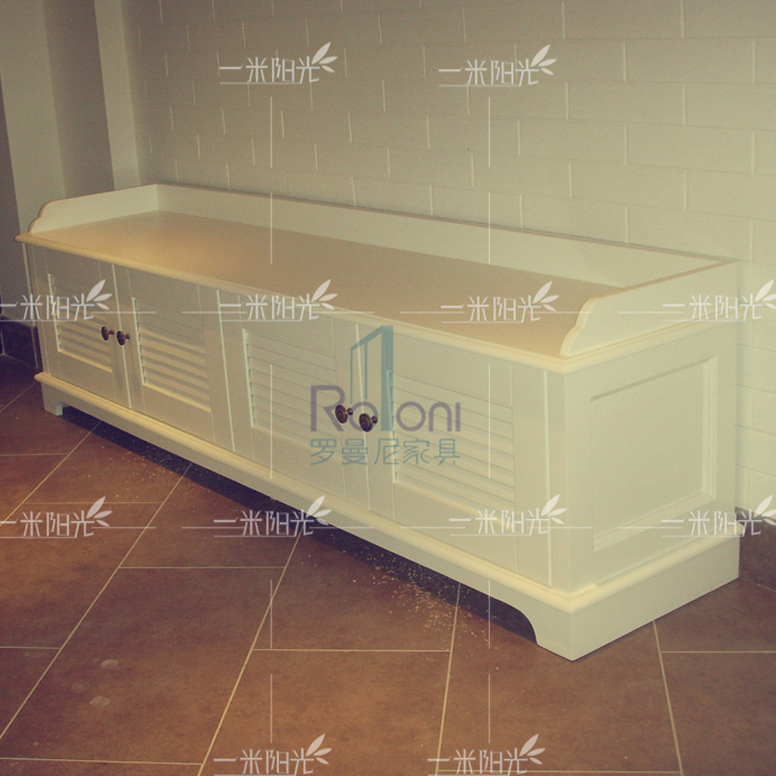 Beijing factory custom Mediterranean solid wood deck corner deck American country country shoe-changing stool opposite door can be stored