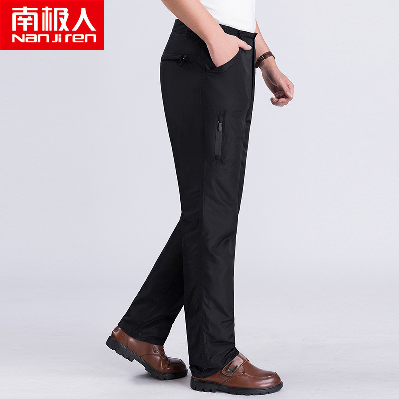 Antarctic people The elderly down pants men wear high waist thickened warm loose can take off the northeast dad cotton pants
