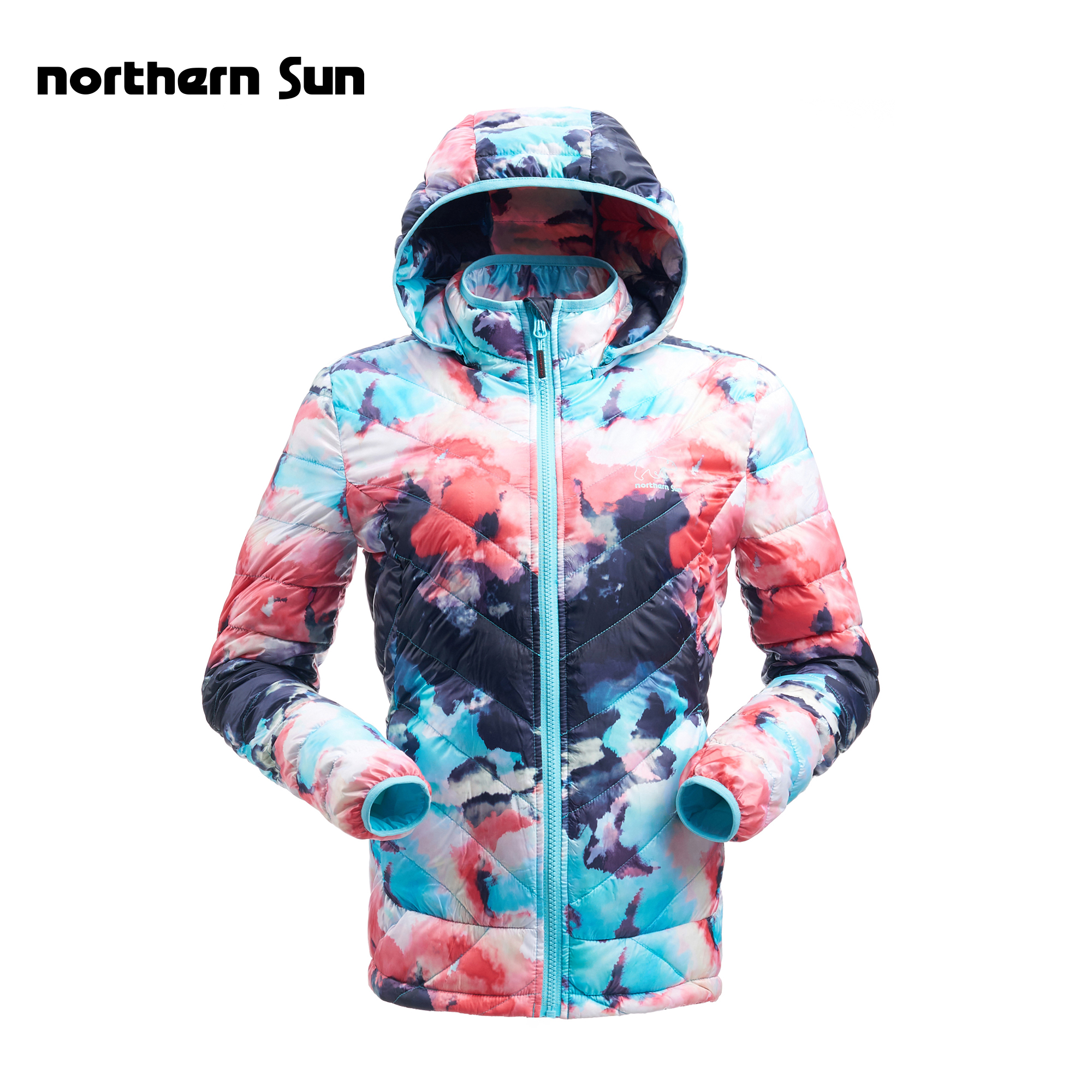 Canada North Mountain Outdoor Lightweight Down Jacket Women's 90% White Duck Down Ultra-Light Printing Removable Cap 7528