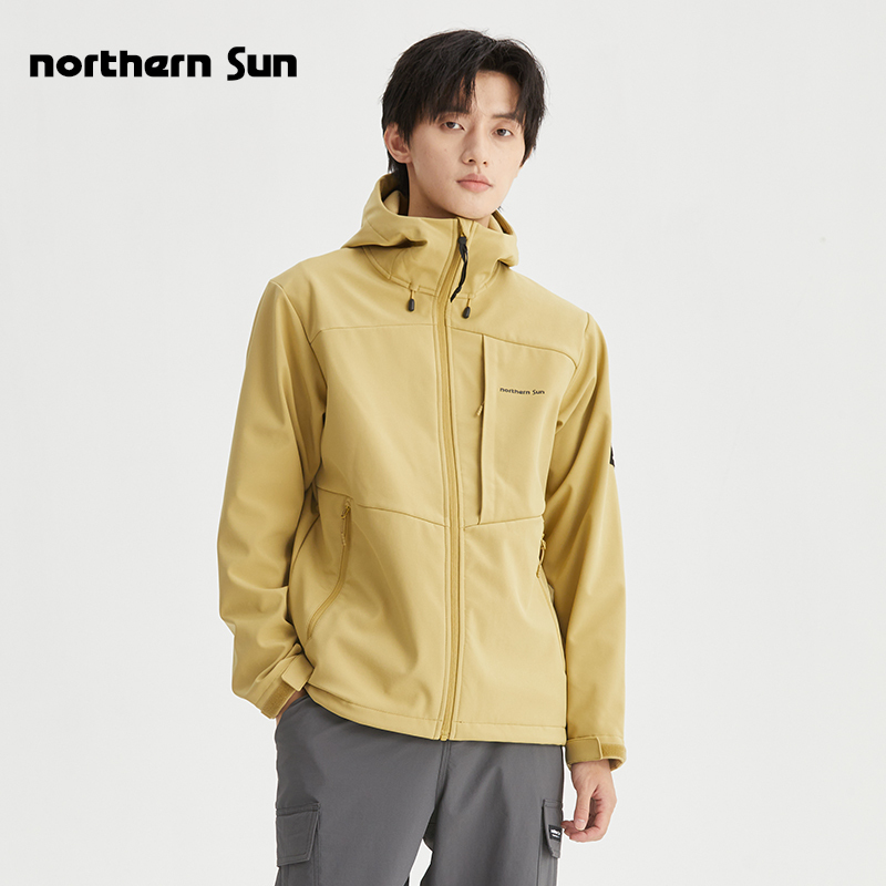North Mountain Outdoor Softshell Jacket for Men, Autumn Waterproof and Windproof Casual Jacket with Fleece Lining, Warm Coat for Hiking 3689