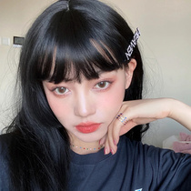 Lisa comic bangs wig female hair temperament natural daily black long straight hair net red round face full head cover