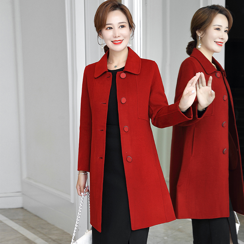 Double-sided cashmere coat women's mid-length version 2022 new autumn and winter mother temperament self-cultivation woolen coat high-end