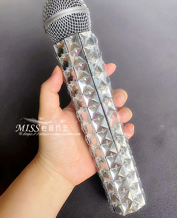 Super flash hand-stitched diamond elastic microphone cover diamond microphone protective cover wireless handheld microphone - Taobao