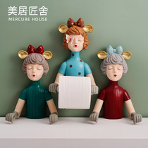 Butterfly Knot Girl Wash Face Towel Rack Toilet Paper Towel Box Paper Towel Rack Free toilet suction paper Toilet Paper rack