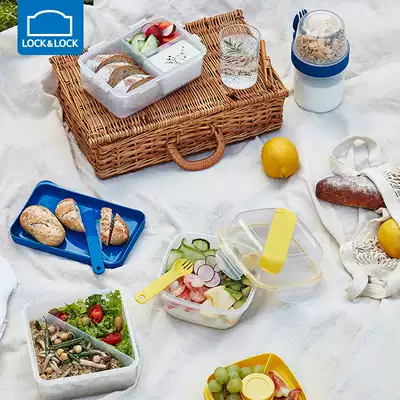 Music button lunch box fresh box plastic separation lunch box fruit portable light food fat reduction salad with Rice students
