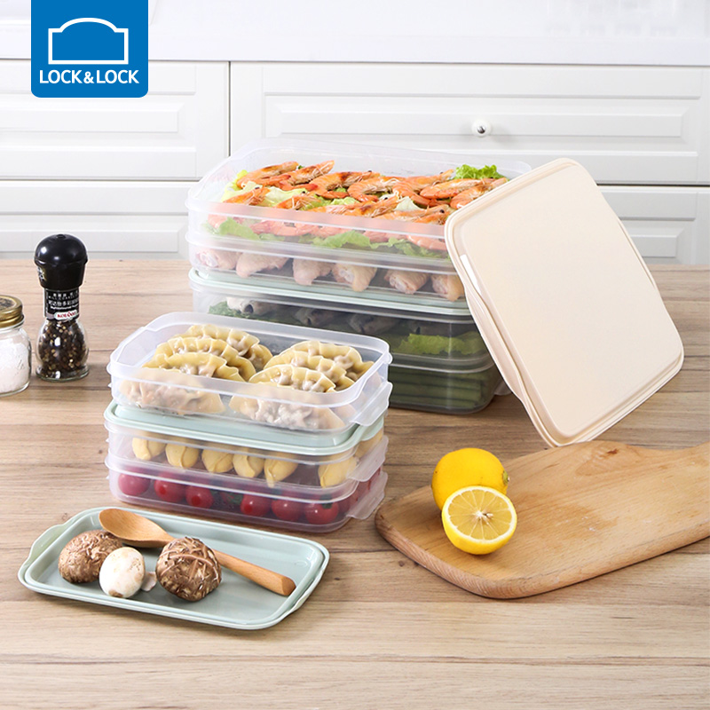 Lekou Lekou plastic dumpling box compartment household refrigerator storage fresh wonton dumpling box quick-frozen multi-layer tray