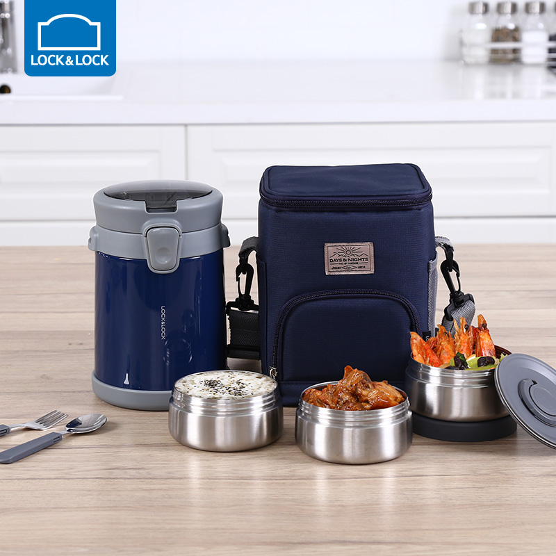 Le buckle insulation lunch box portable insulation bucket bento box multi-layer stainless steel office student large capacity