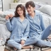 Cặp đôi đồ ngủ Nam Cực cotton dài tay hoạt hình mùa đông giản dị Người mẫu nam Hàn Quốc áo len nữ cỡ lớn mùa thu đồ bộ kiểu Cặp đôi