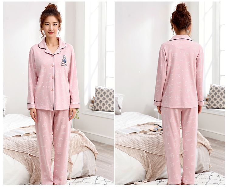 Vài bộ đồ ngủ dài tay bông của phụ nữ cardigan cotton mùa hè mùa hè mùa xuân và mùa thu nam mỏng phim hoạt hình dịch vụ nhà phù hợp với đồ ngủ đôi