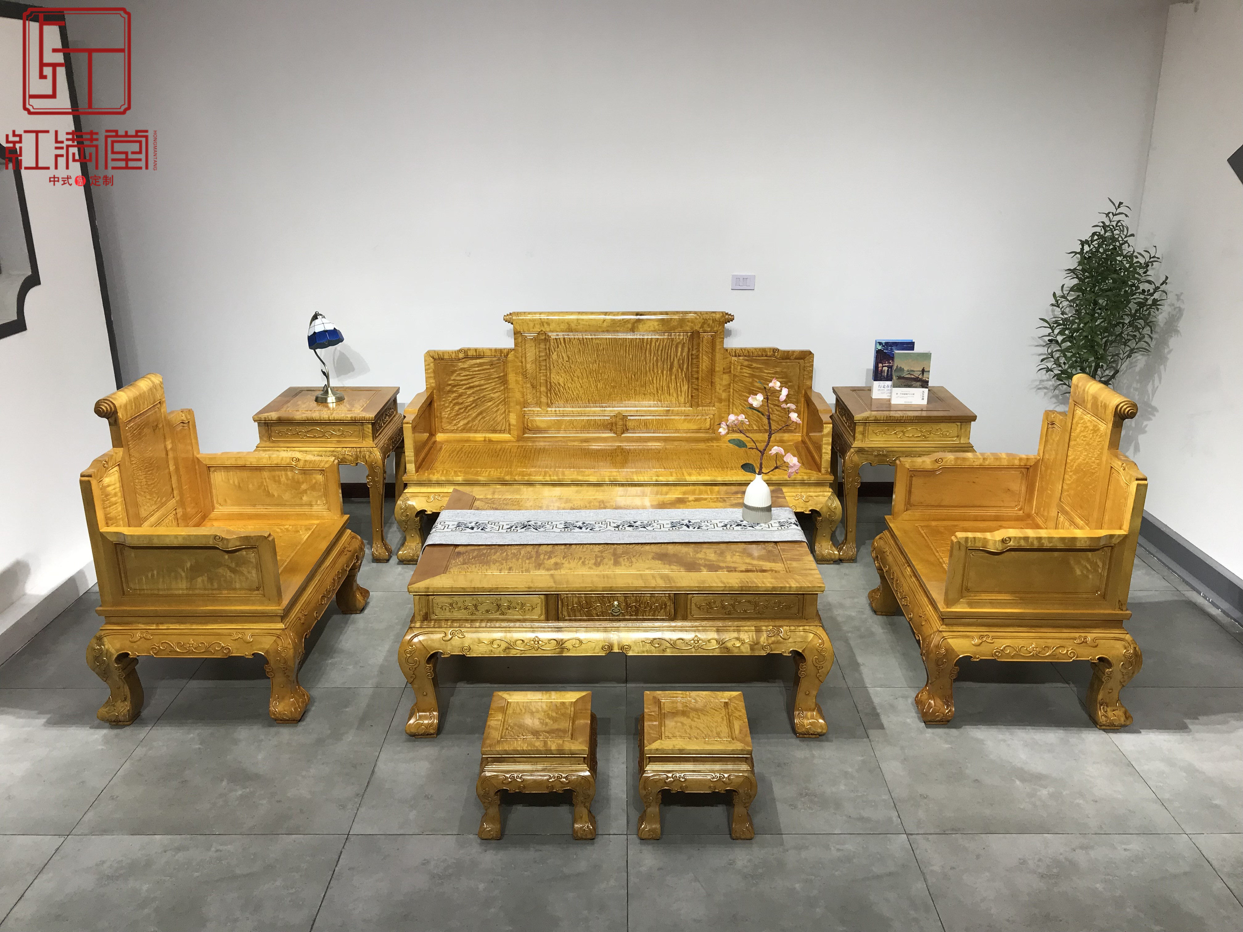 Golden silk nanmu sofa volume book small leaf Zhennan throne circle chair solid wood new Chinese sofa mahogany furniture