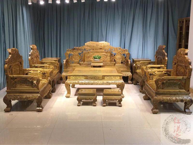 Golden Wire Nanwood Living Room Sofa Leaf Zhen Nan Sofa Invented Classical New Chinese Sofa Throne Redwood