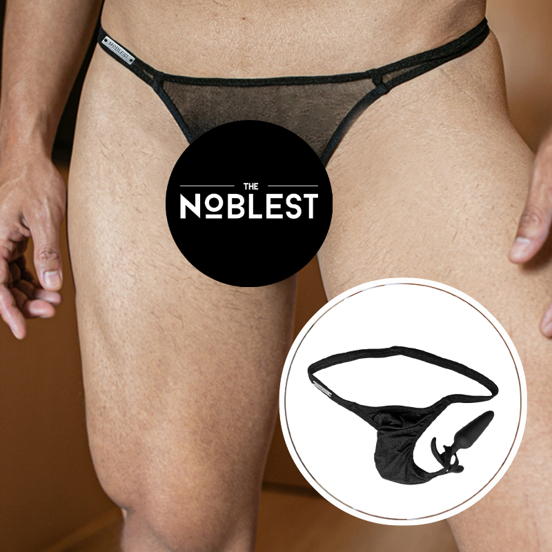 Noblest Men's Backless G-String Sexy Transparent Mesh Thong Low-Rise High-Elastic Pouch Backless