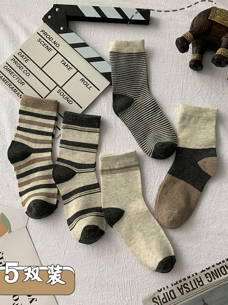 Spring Summer Men Socks Ins Trend Day Ensemble Retro Minimis Medium Long Cylinder 100 Hitch Dyeing Socks 100 hitch Deodorant Sucking