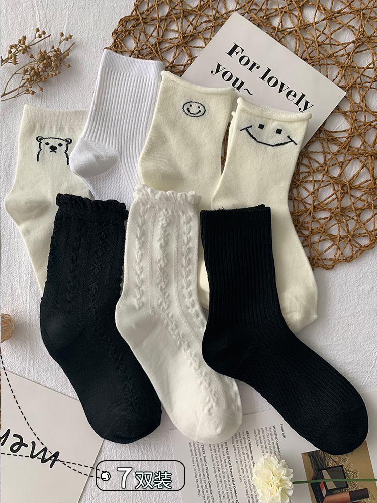 Autumn and winter new cute Japanese retro cream bubble socks children ins tide long tube men and women Joker socks