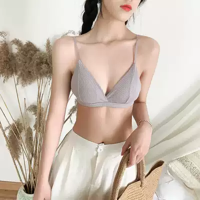 French underring underwear women's summer ultra-thin solid color Student beauty back triangle cup small chest sexy girl bra