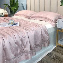 High-grade 80 Lan Jing Tian Xia quilt four-piece air conditioner is pure color double-sided ice silk summer cool quilt sleeping naked can be washed