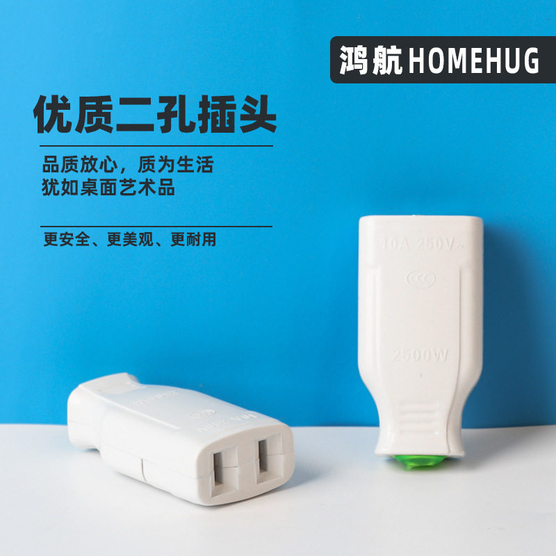 Monitor security power plug mother head national standard two-foot female plug wireless 2 holes small socket 10A male plug seat