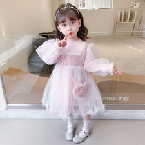 Girl Dress Dress Spring Dress 2022 New Fairydress Foreign Air Trendy Female Baby Princess Dresses Dresses Spring Autumn Childrens Skirts