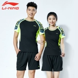 Li Ning, форма для бадминтона, быстросохнущий комплект для влюбленных, летний спортивный костюм, короткий рукав