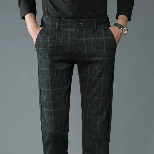 Демисезонные шерстяные штаны, костюм, свободный прямой крой