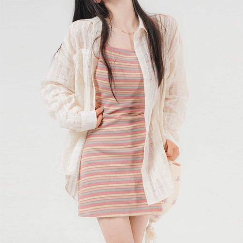 Радужная летняя мини-юбка, комплект, эффект подтяжки, с акцентом на бедрах