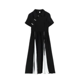 Ципао, платье, черная длинная юбка, китайский стиль, 2024 года, французский стиль, осеннее