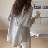 Рубашка, шелковый лонгслив, французский стиль, по фигуре, изысканный стиль