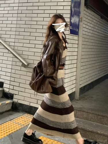 Базовая трикотажная майка, демисезонное платье, длинная юбка, коллекция 2023, городской стиль, китайский стиль