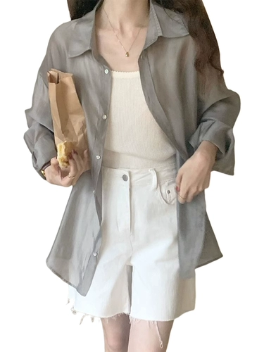 Рубашка, элитная куртка, летний кардиган, защита от солнца, подходит для подростков, свободный крой