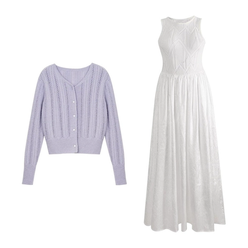 Белое трикотажное платье, комплект, подходит для подростков, изысканный стиль