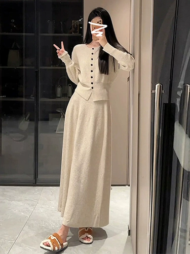 Длинная юбка, комплект, осенняя