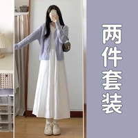 Открытая 𫔭рубашка + платье [костюм] полный комплект зимней одежды/высококлассный смысл/глубокая зима/оотд износ/снижение возраста/элитный смысл/зимняя юбка/нежный стиль/стиль колледжа/корейский стиль/уникальная красота королевской сестры/зимняя атмосфера/корейская драма